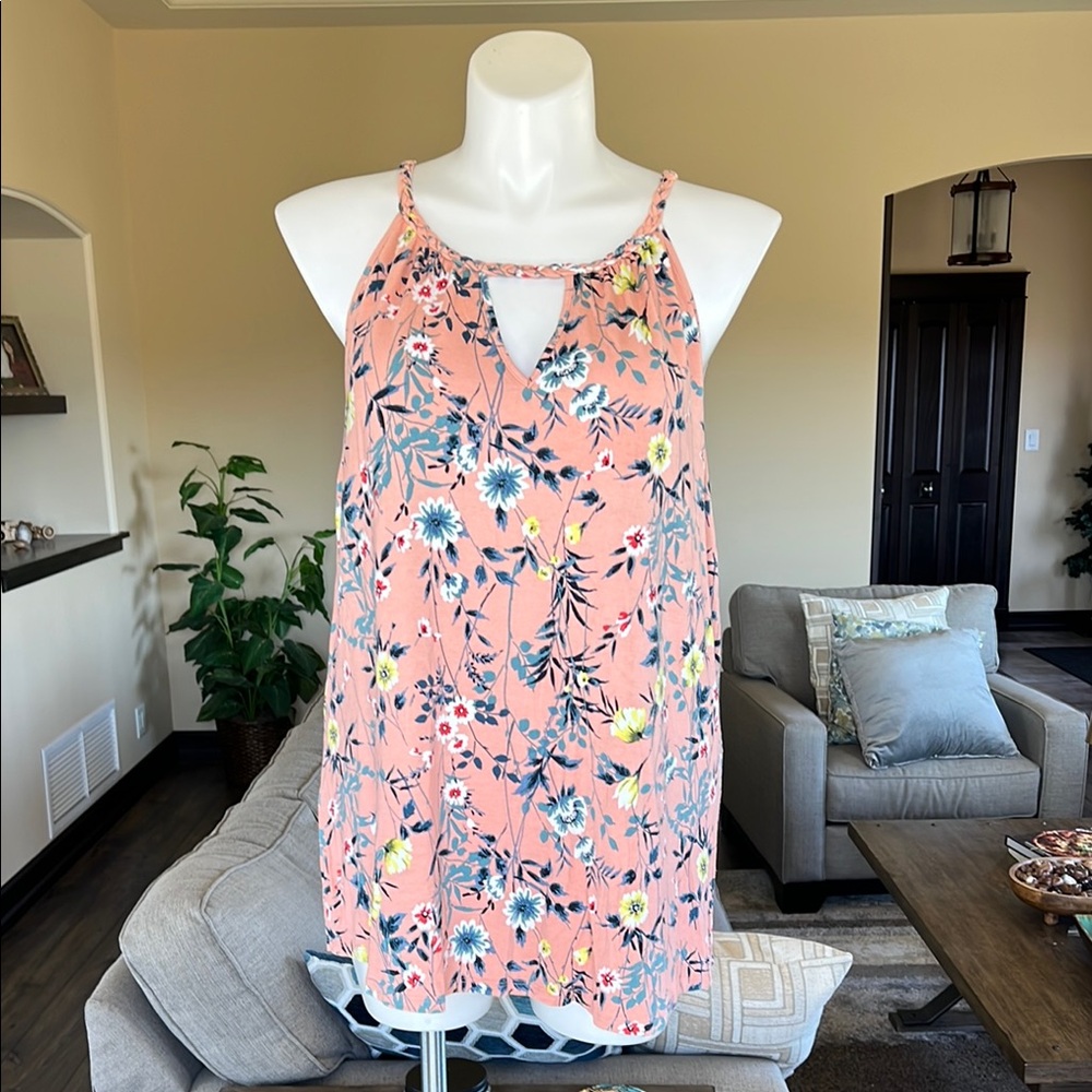 Daniel Rainn Peach Floral Halter Tank Top